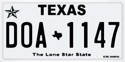 TX license plate DOA1147