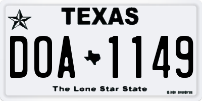TX license plate DOA1149