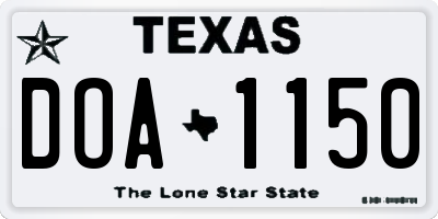TX license plate DOA1150