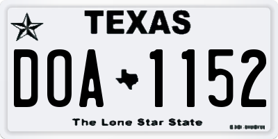 TX license plate DOA1152