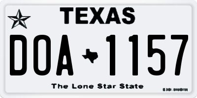 TX license plate DOA1157