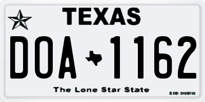 TX license plate DOA1162