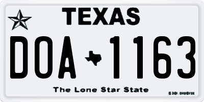TX license plate DOA1163