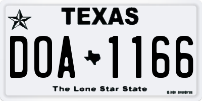 TX license plate DOA1166