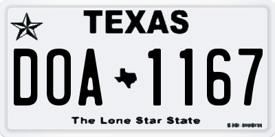 TX license plate DOA1167