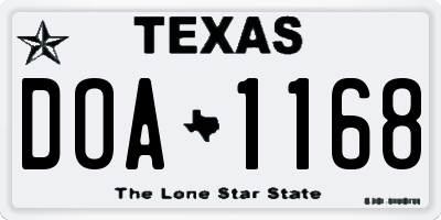 TX license plate DOA1168