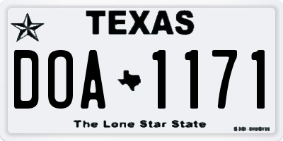 TX license plate DOA1171