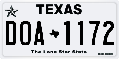 TX license plate DOA1172