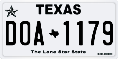 TX license plate DOA1179