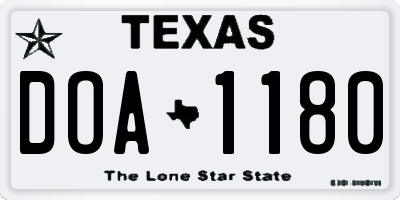 TX license plate DOA1180
