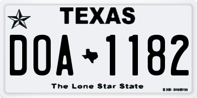 TX license plate DOA1182