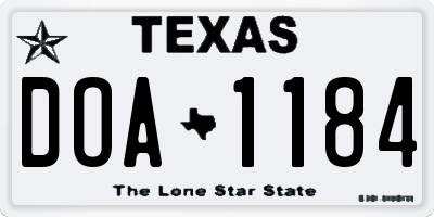 TX license plate DOA1184