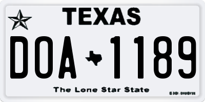TX license plate DOA1189