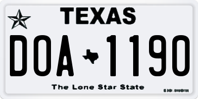TX license plate DOA1190