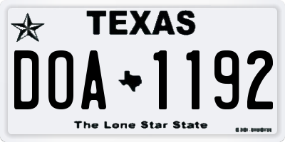 TX license plate DOA1192