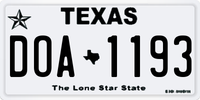 TX license plate DOA1193