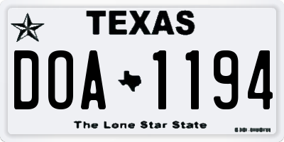 TX license plate DOA1194
