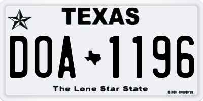 TX license plate DOA1196