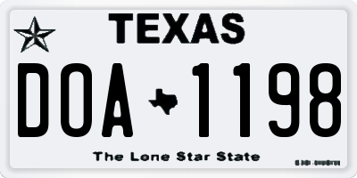 TX license plate DOA1198