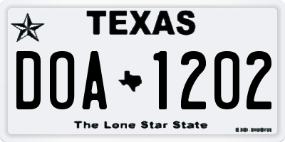 TX license plate DOA1202