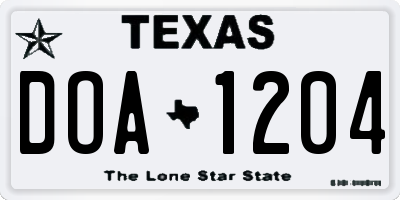 TX license plate DOA1204