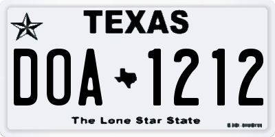 TX license plate DOA1212