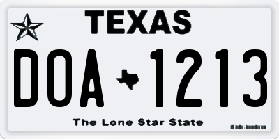 TX license plate DOA1213