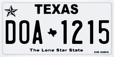 TX license plate DOA1215