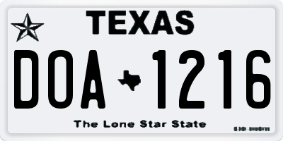 TX license plate DOA1216