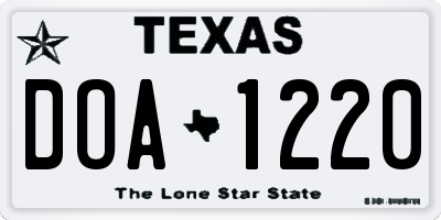 TX license plate DOA1220