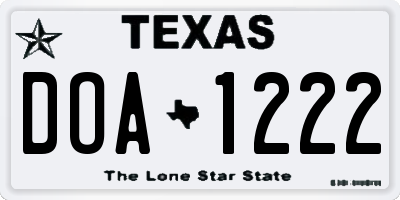 TX license plate DOA1222