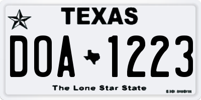 TX license plate DOA1223