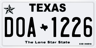 TX license plate DOA1226