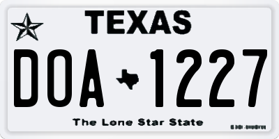 TX license plate DOA1227