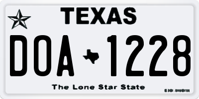 TX license plate DOA1228