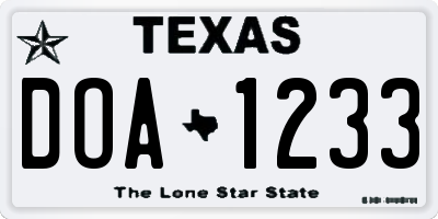 TX license plate DOA1233