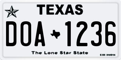 TX license plate DOA1236