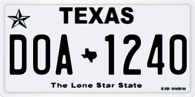 TX license plate DOA1240