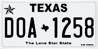 TX license plate DOA1258