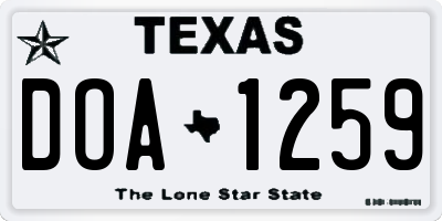 TX license plate DOA1259