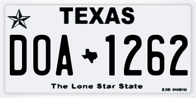 TX license plate DOA1262