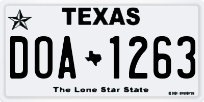 TX license plate DOA1263