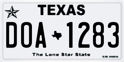 TX license plate DOA1283