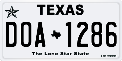TX license plate DOA1286