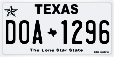 TX license plate DOA1296