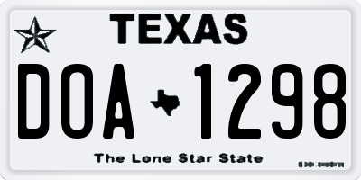 TX license plate DOA1298
