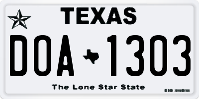 TX license plate DOA1303