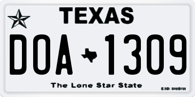 TX license plate DOA1309