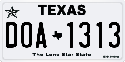 TX license plate DOA1313