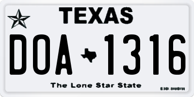 TX license plate DOA1316